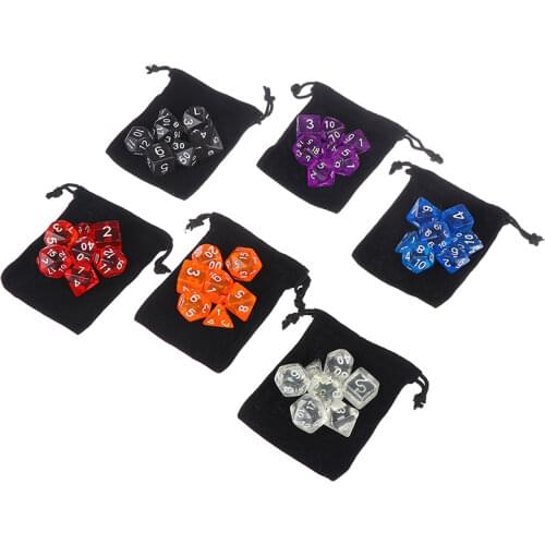 7pcs/set DnD Polyhedral Dice Set for Tabletop Games RPG MTG D4 D6 D8 D10 D% D12 D20 6Colors for Choose