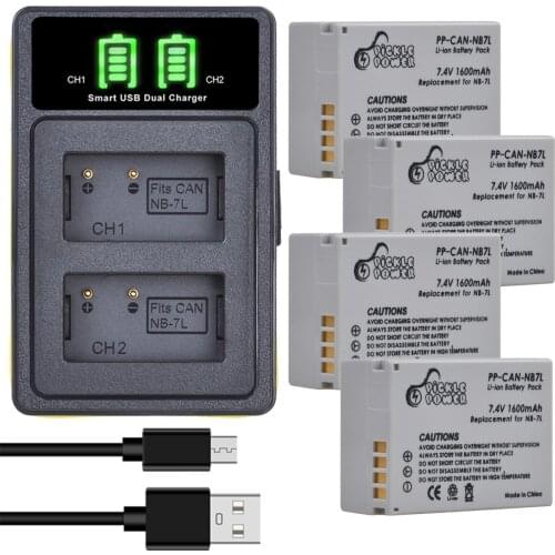 NB-7L Battery 1600mAh NB7L NB 7L Li-ion Battery +LED Dual USB Charger for Canon PowerShot G10 G11 G12 SX30 SX30IS Digital Camera