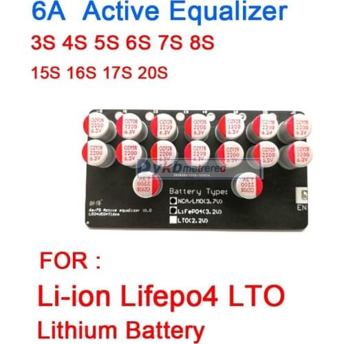 6A 3S 4S 5S 6S 7S 8S 10S 13S 14S 16S 17S 20S Active Equalizer Balance Lifepo4 Lithium Lipo LTO Battery Energy Transfer Board BMS