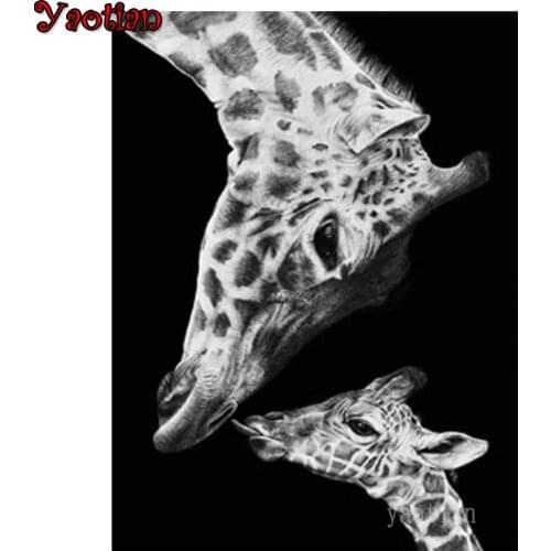 5D Full Square Round Drill Diamond Embroidery Giraffe Mother And Child Africa Animal Diamond Painting Cross Stitch Kit Mosaic