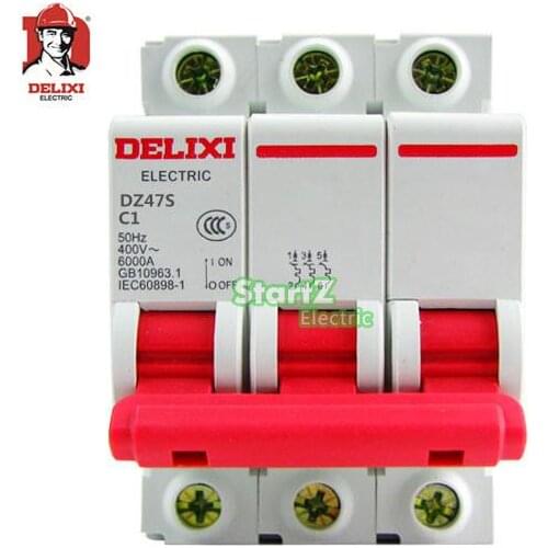 20A 3P "C" Curvers 6KA Miniature Circuit Breaker DZ47S DELIXI MCB