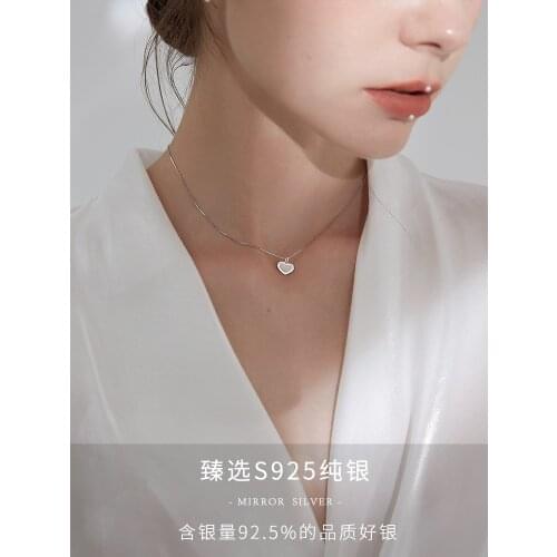 925 sterling silver clavicle chain with love necklace ins shell pendant necklace short choker jewelry for female gifts