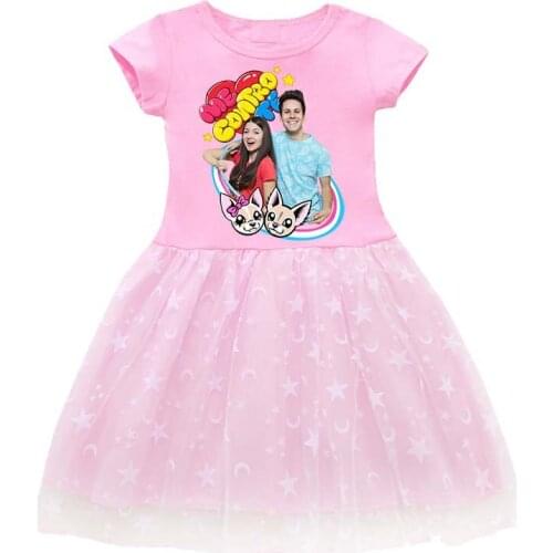 Me Contro Te childrens clothing girls dress 2020 summer lace cartoon foreign trend childrens beautiful princess pleated dress