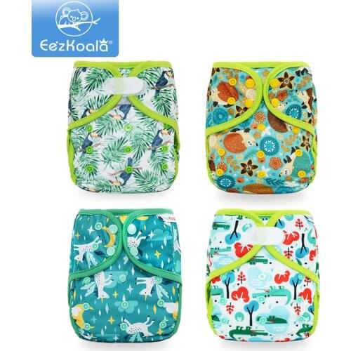 EezKoala 4PCS/Set Eco-friendly Cloth Diaper Baby Washable Diaper Cover Waterproof Baby Nappies Reusable Adjustable Diaper