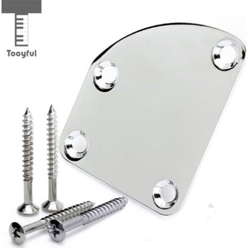 Tooyful Electric Telecaster Guitar Neck Plate Bass Guitar Neck Strength Connecting Board Joint Plate - Including 4 Screws Chrome