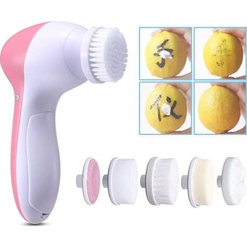 5 In 1Deep Clean Electric Facial Cleaner Face Spa Skin Care Brush Washing Massager Scrubber Face Cleansing Brush Beauty tool