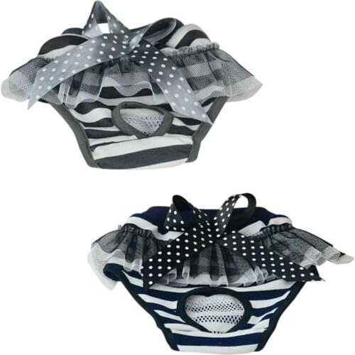 Dog Physiological Pants Striped Bow Diaper Sanitary Dog Shorts Panties For Small Medium Dogs Diaper Dog Underwear