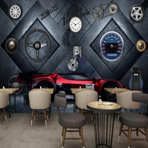 Photo wallpaper 3D Stereo Metal Machinery Industrial Steel Car Cafe Background Wall wallpaper Mural lobby wallpaper