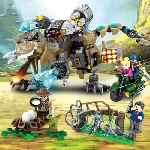 Jurassic Reload Tyrannosaurus Rex Building Blocks Mechanical Dinosaur World with Figures Animal Park Bricks Toys For Child Gift