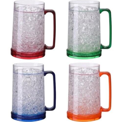 Freezer Ice Beer Mug Clear Cooling Wine Cup Double Wall Gel Frosty Beer Cup Drinking Glasses