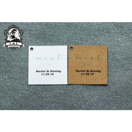 #41 200 pcs 5x5cm square kraft/white paper label wedding favor tags attend a wedding Label customization