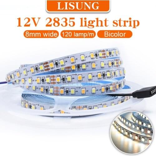 5M DC 5v 12V 24V Led 2835 Strip Tape Flexible Cintas Bicolor Warm White White Counter Car Interior Decoration Light Bar