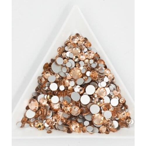 Lt.Peach Glass 3D Nail Art Rhinestones ss3 ss4 ss5 ss6 ss8 ss10 ss12 ss16 ss20 ss30 ss34 Crystal Non HotFix Nail Art Decorations