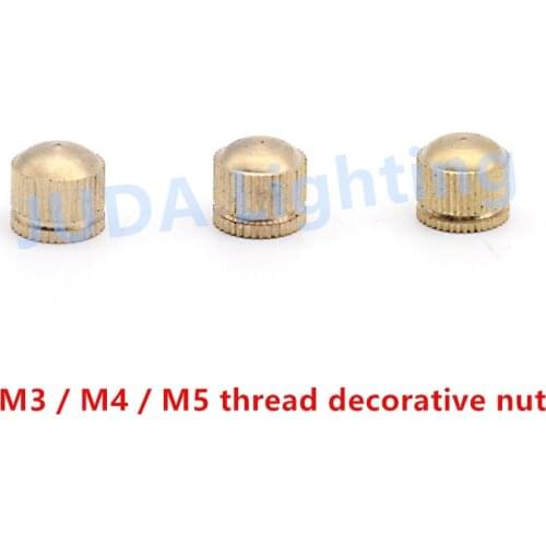 M3 M4 M5 thread Pure copper decorative nut for chandelier ceiling rose canopy edison led pendant lamp brass lighting accessories