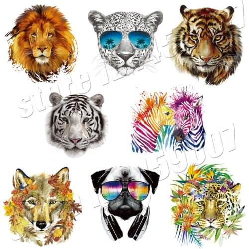 8Pcs/Lot Creative Animals Stickers For Clothing Heat Transfers Level Washable Parches Diy Accessory Patches