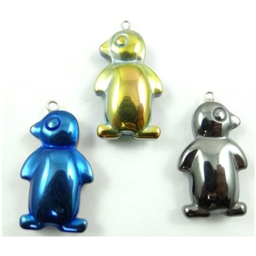 Natural Quartz crystal Titanium Hematite hand-Carved penguin head Gem pendant for diy jewelry making necklace Accessories3pcs