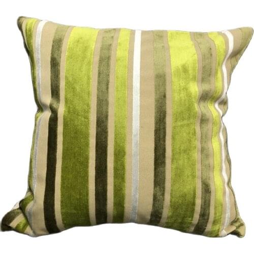 OEM Classical Cutting Velvet Cushion Cover Sofa Decorative Stripe Jacquard Throw Green Pillow case from Factory