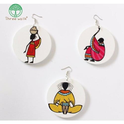 Latest African Wood Earrings Eardrop Africa Women Culture