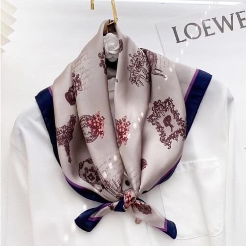 New Silk Scarves Women Foulard 70*70cm Square Head Scarf Ladies Shawl Wrap Muffler Bandanna Female Print Chiffon Hijab