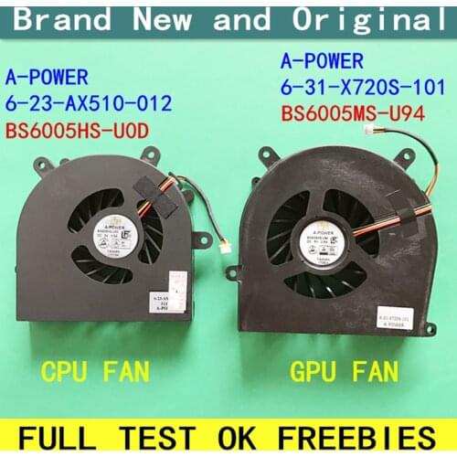 New laptop CPU cooling fan Cooler radiator heatsink Notebook for A-POWER 6-23-AX510-012 BS6005HS-U0D BS6005MS-U94 6-31-X720S-101