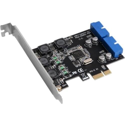 New PCI Express to Dual 20 Pin USB 3.0 PCI-e X1 to 2 ports 19pin USB3.0 Header Support Low Profile Bracket #224789