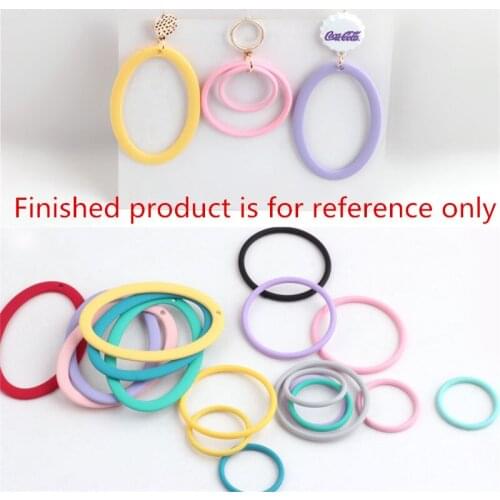 Wholesale 50PCs Colorful Rubber Enamel Alloy Charms DIY Jewelry Findings Hollow Out Oval Round geometry Earring Floating Charms