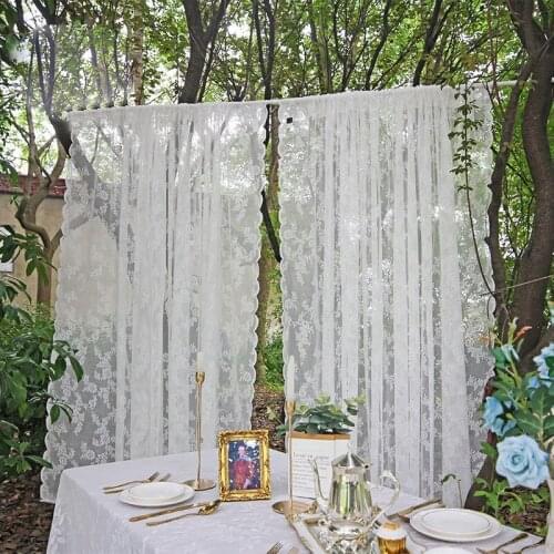 Pastoral Window Curtains Lace Door Curtain Breathable Window Screening Bathroom Curtain Partition for Home Living Room Decor