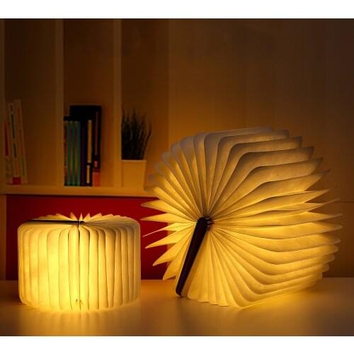 Portable 3 Colors 3D Creative LED Book Night Light Wooden 5V USB Rechargeable Magnetic Foldable Desk Table Lamp Home Decoration