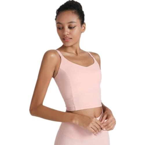 Adjustable Shoulder Strap Yoga Vest Female Crop Top Stretch Tight Running Sports Vest Quick-Drying Dance Training Top With Pad