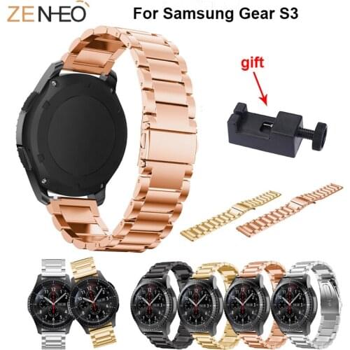 Stainless Steel wristband straps for Samsung gear S3 Classic/Frontier/Galaxy Watch 46mm Metal Strap Watchband With Adjust Tool