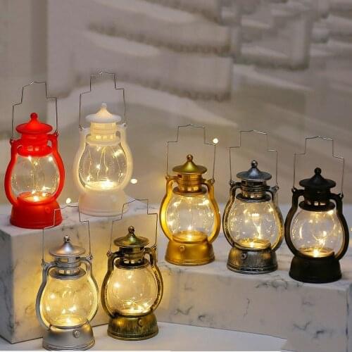 Retro Oil Lamp Night Light Ramadan Halloween Decorative Lantern Holiday Desktop Hanging Bar Retro Small Home Party Light