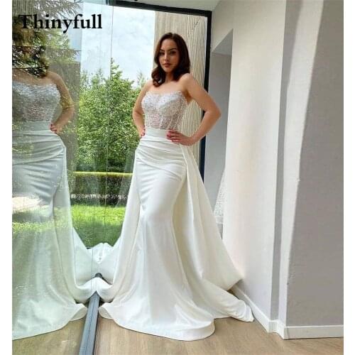 Luxury Shinny Sequines Sweetheart Long Wedding Dresses Detachable Train Sleeveless Bridal Bride Ball Gowns Country Boho Robes