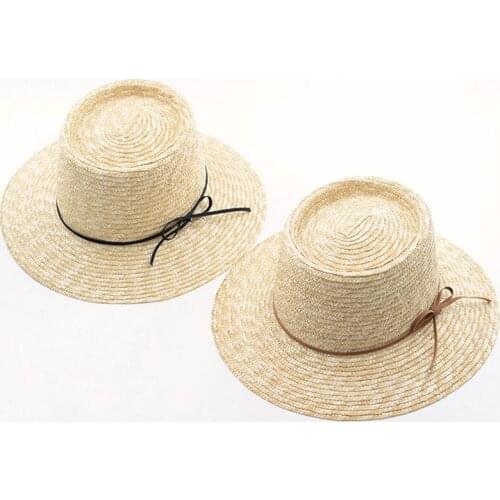 Womens Summer Hat Tether Sun Protection Cap Female Concave Top Wide Brim Breathable Straw Hat Beach Hat Sun Hats Panama 2021