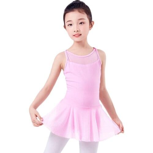 Girls Ballet Dance Practice Clothes Children Sleeveless Gymnastics Leotard Ballet Dancing Clothes New Net Yarn Stitching Dress