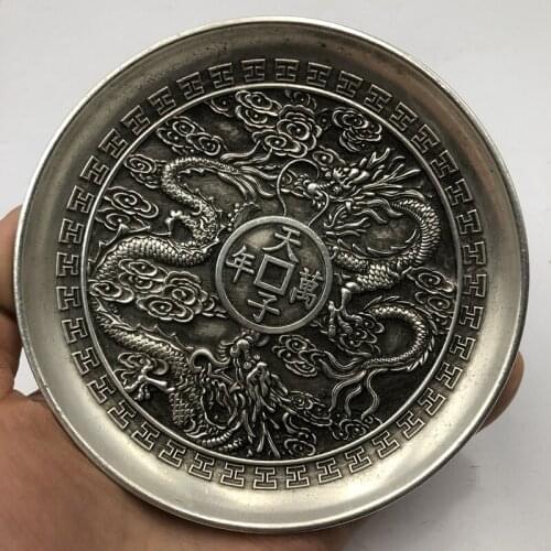 Double Dragon Emperor dish, Retro craft ornament