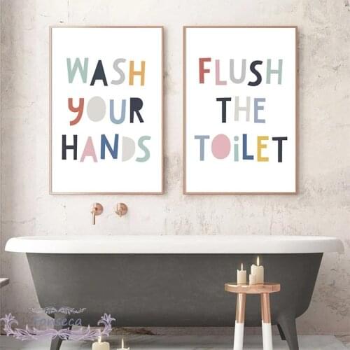 Toilet Bathroom Nursery Wall Art Decor Colorful Quotes Sign Poster Cute Cartoon Letter Canvas Painting Nordic Print Picture