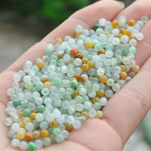 10PC Natural Emerald Jade Tricolor 6mm Beads Jadeite Jewelry Fashion Charm Accessories DIY Hand-Carved Lucky Amulet Gifts Women