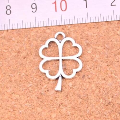 100Pcs hollow lucky four leaf clover Charms Pendant For DIY Necklace Bracelet Jewelry Making DIY Handmade 24*17mm