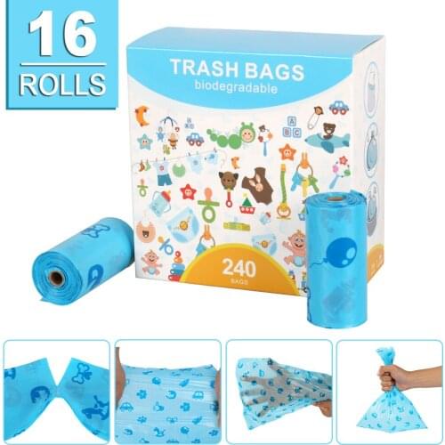 LeChong 16 Rolls/box Dog Poop Bag Biodegradable Disposable Cat Poop Garbage Bag Pet Environmental Protection Garbage Bag