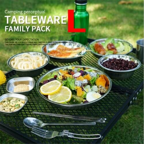 22PCS/Set Stainless Steel Dinner Plate Soup Bowl Seasoning Dish Kit Round Salad Tray Durable Fall Resistant Kitchen Tableware
