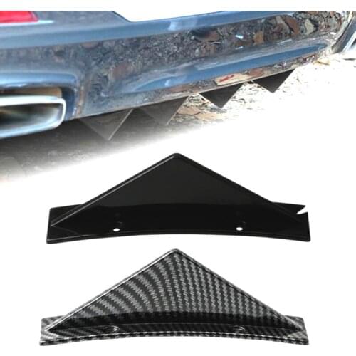 4PCS Spoiler Carbon Fiber Shark Fin Chassis Protector Diffuser Spoiler Universal Car Rear Bumper Lip Spoiler
