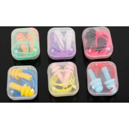 6 Sets Corded Silicone Ear Plugs Noise Reduction 25db For Swimming Sleeping