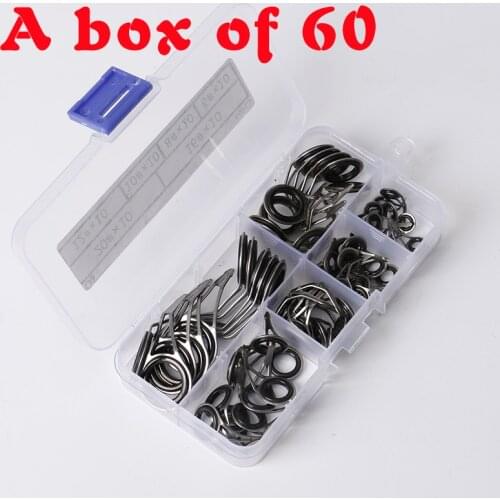 60 Fishing Rod guides stainless steel ceramic pointed ring repair kit fishing accessories fishing enthusiast kit