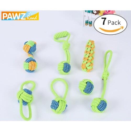 7pcs Pet Dogs Rope Toys Cotton Knot Puppy Safe Chewing Teething Toys Teeth Cleaning Pet Playing Ball For Small Medium Large Dogs