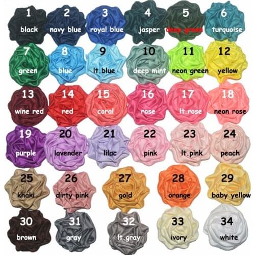 A-STYLE 40color Choose 1.8 inch Satin Rosette Satin Rose For newborn girls Hair Accessories Rosette 120pc/lot