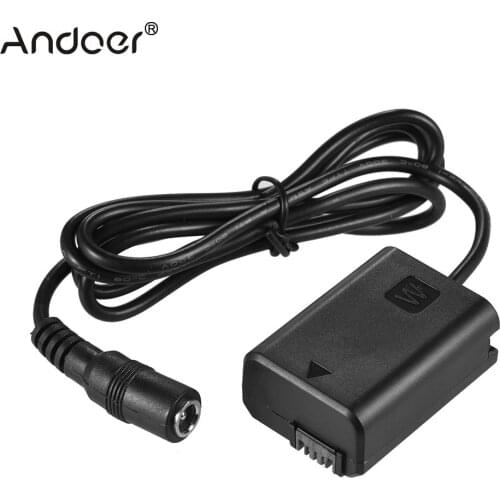 Andoer NP-FW50 Dummy Battery Pack Coupler Adapter with DC Male Connector for Sony A7 A7II A7R A7S A7RII A7SII A6000 A5000 ILDC