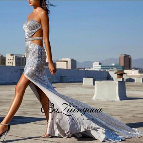 BAZIIINGAAA Luxury Woman Cocktail Dress Beaded Sequins Long Elegant Night Cocktail Party Formal Dresses for Wedding Plus Size