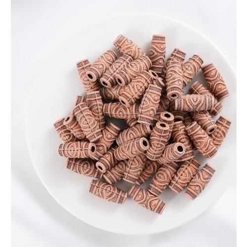 50Pcs Acrylic Imitation Wood Color Long Tube Big Holes Spacer Loose Beads For DIY Jewelry Making Bracelet Necklace Accessories