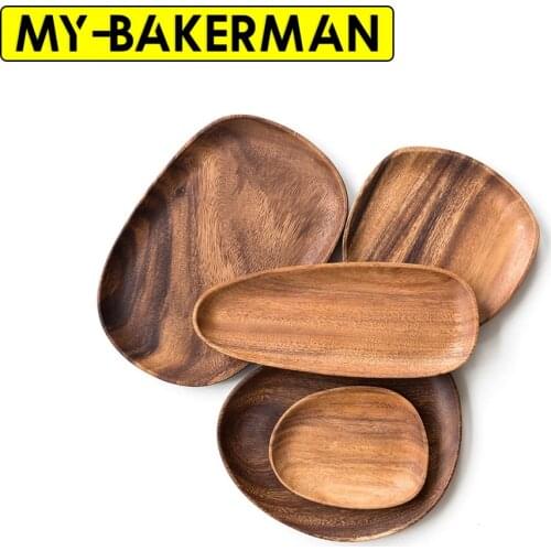 Acacia wooden tray shaped solid wood tray sushi cake tray wooden salad tray fruit tray tea tray