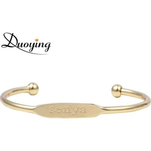 DUOYING Baby Fashion Bangle Bracelet Personalized Custom Name Copper Bracelet Initial Engraved Name Gold Love Bangle